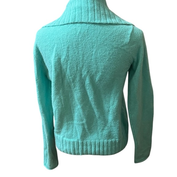 GAP Mint Green Polyester,Wool, Acrylic Long Sleeve Cardigan Size Large 3/4 open - Picture 3 of 4